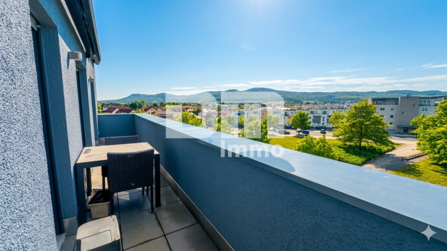 Exklusives Penthouse-Juwel mit 360 Grad Panorama-Dachterrasse in Baunatal-Großenritte - Balkon Terrasse 2 Panorama